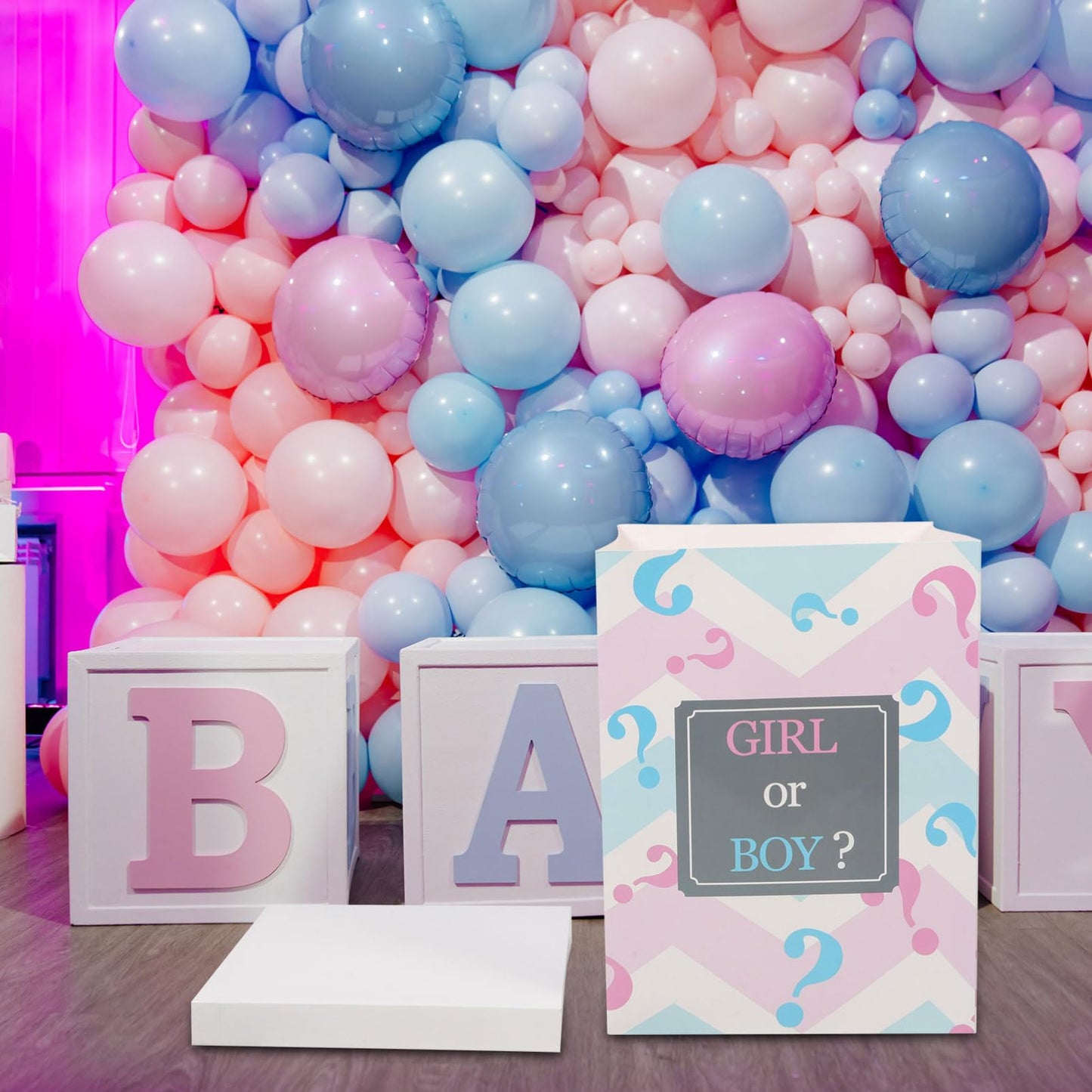 NUOBESTY Gender Reveal Balloon Box Baby Shower Girl or Boy Balloon Paper Box Surprise Gender Reveal
