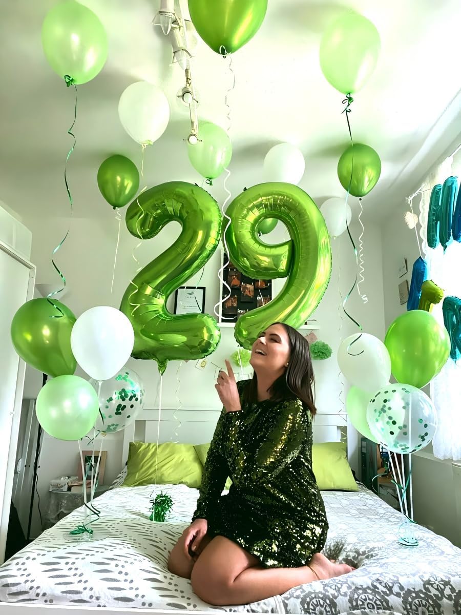 40 Inch Light Green Large Number 4 Birthday Balloon, Giant Number Four 14 24 34 40 44 Balloons, Light Green Foil Mylar Big Balloons for Anniversary Graduation Supplies Decorations