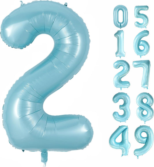 40 Inch Light Blue Number 0 Balloon Foil Balloons 0 for Kids Birthday Party Large Self Inflating Light Blue Foil Number Balloons (Blue No 2) …