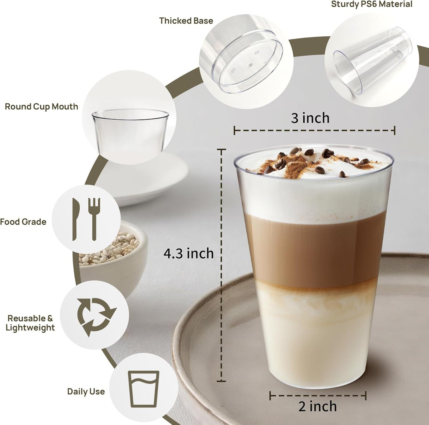 200Counts 12 OZ. Hard Plastic Cups Fancy Disposable Cups for Party, 12 Ounce Clear Elegant Wedding Cups Disposable Wine Glasses for Parties