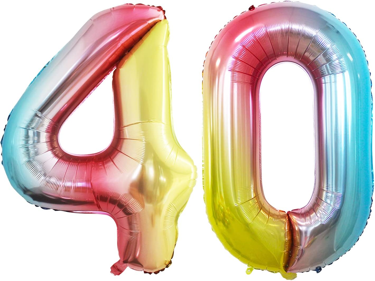 GOER Number 40 Balloons for 40th Birthday Party Decorations,42 Inch Jumbo Foil Helium Balloons for 40th Anniversary (Rainbow)