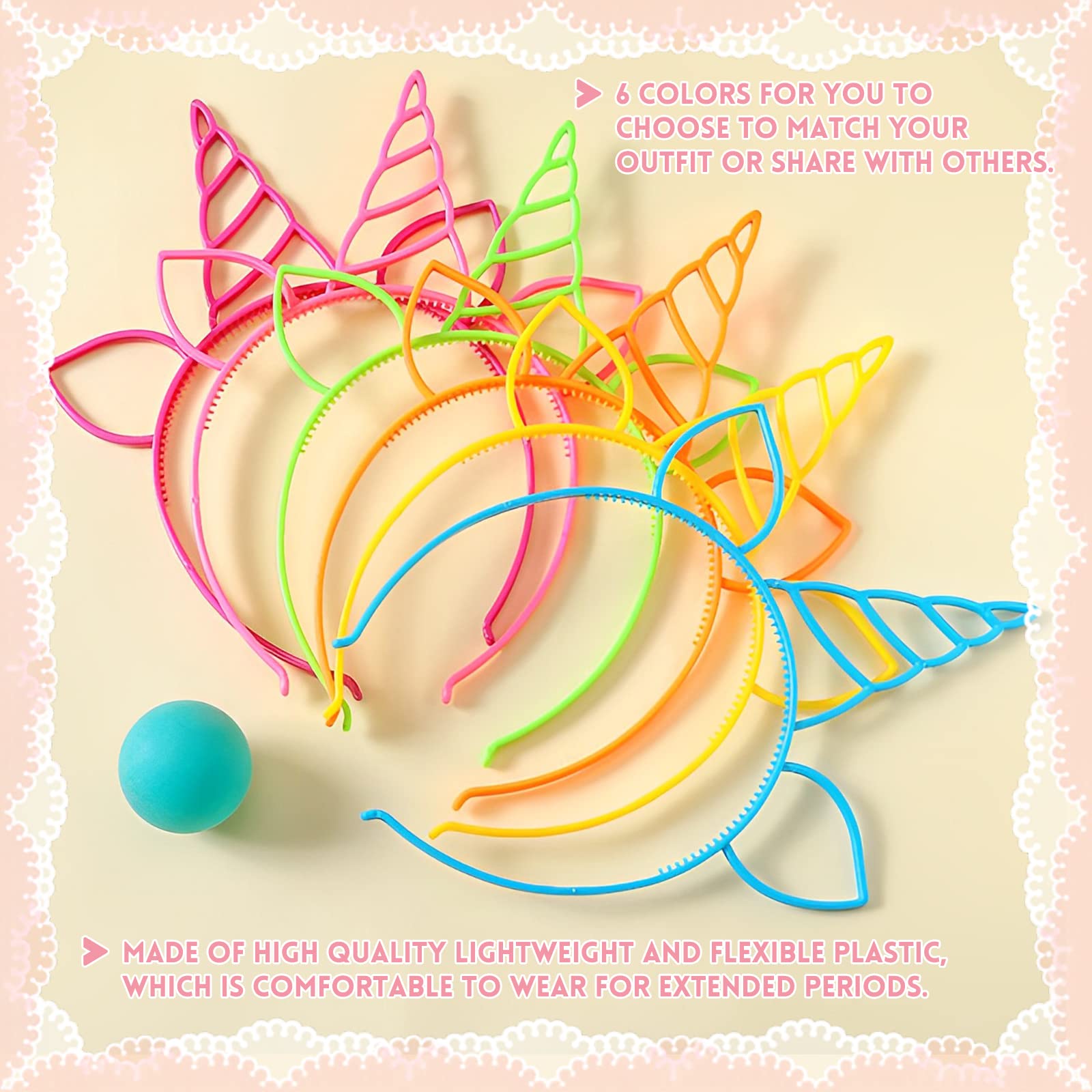 Zddaoole 24 Pcs Unicorn Headbands Unicorn Birthday Party Favors,Plastic Hairbands for