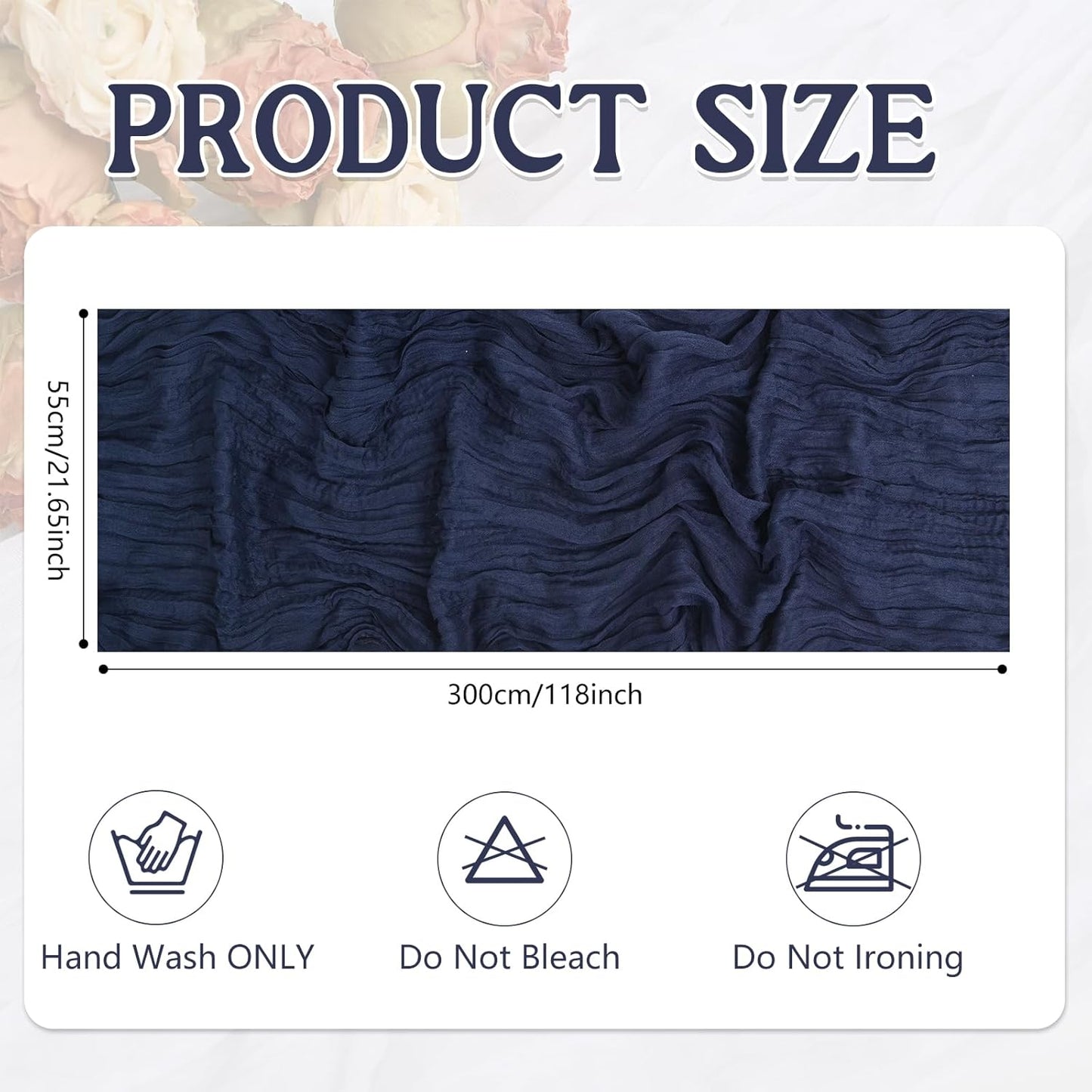 24 Pack Navy Blue Cheesecloth Table Runner 20 x 120 inch Gauze 10FT Semi Sheer Boho Fabric Cheese Cloth Table Runner for Wedding Party Birthday Baby Bridal Shower