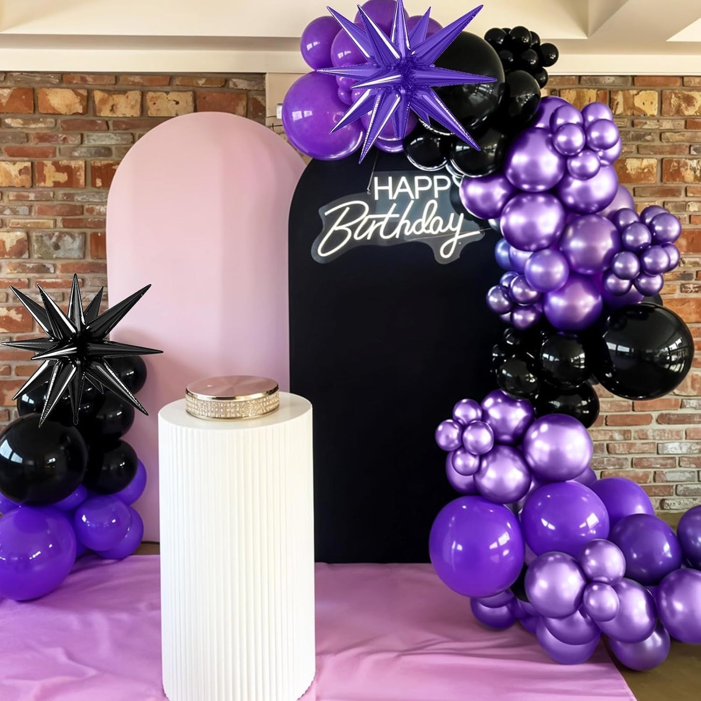 Purple and Black Balloons, 12 Inch Metallic Purple Dark Light Purple Black Confetti Balloon with Star Foil Balloons for Halloween Birthday Wedding Graduations Party Decorations