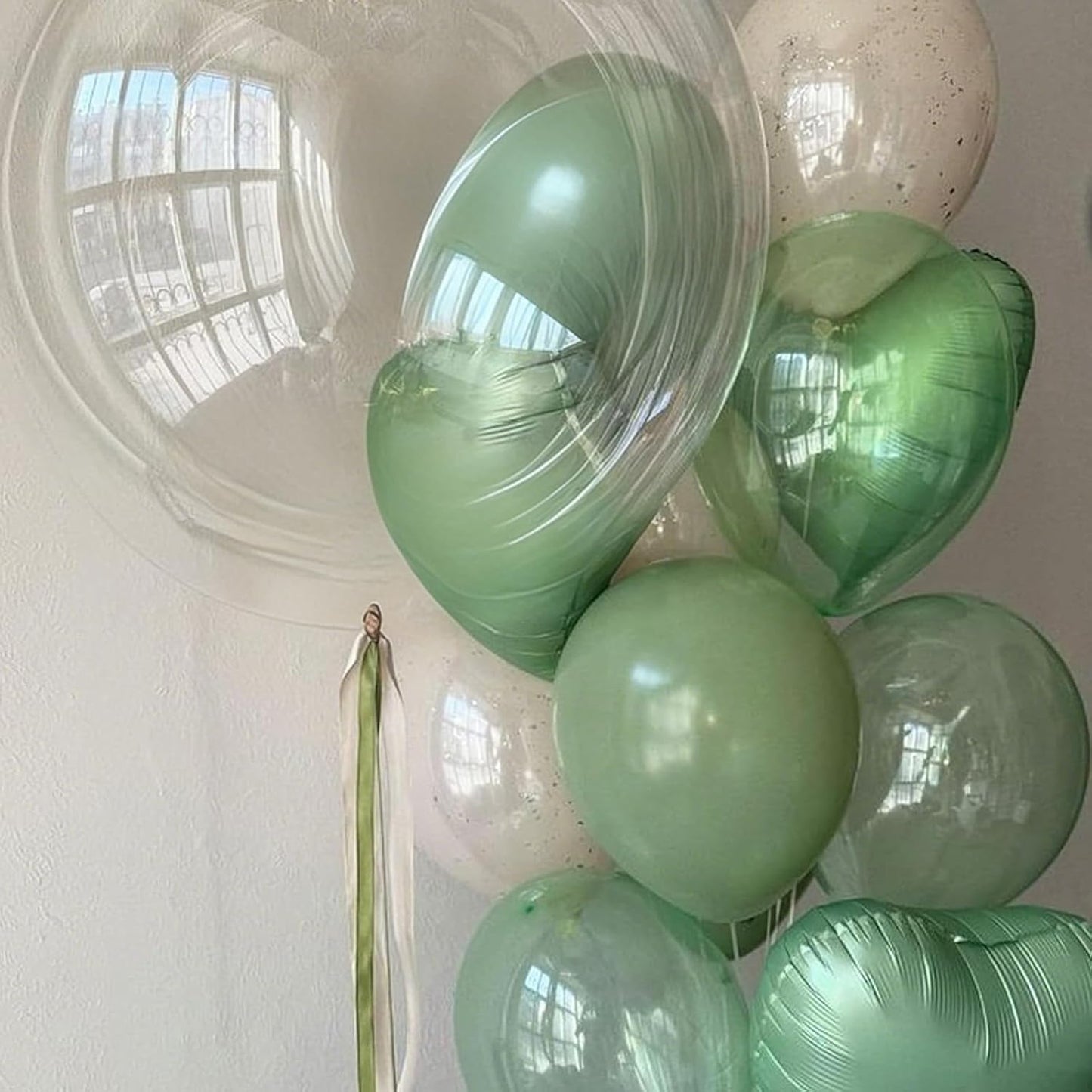 Sage Green Heart Balloons,12Pcs 18 Inch Oliver Green Foil Love Heart Shaped Balloons for Jungle Birthday Wedding Anniversary Graduation Baby Shower Valentines Day Decorations