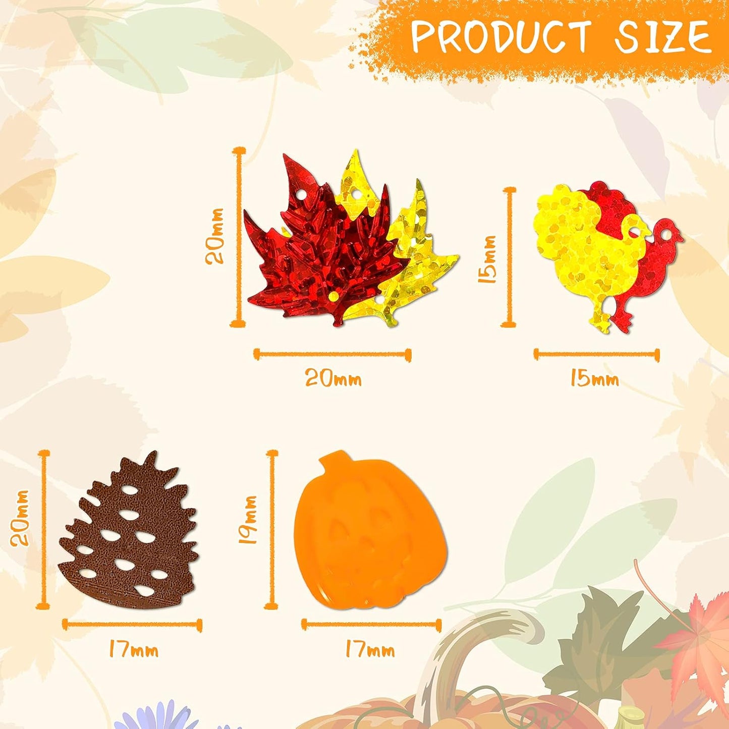 Autumn Fall Confetti Glitter Sequin Thanksgiving Maple Leaves Turkey Pumpkin Confetti Sprinkles Table Decorations for Home Fall Thanksgiving Party Supplies, 2.1 oz