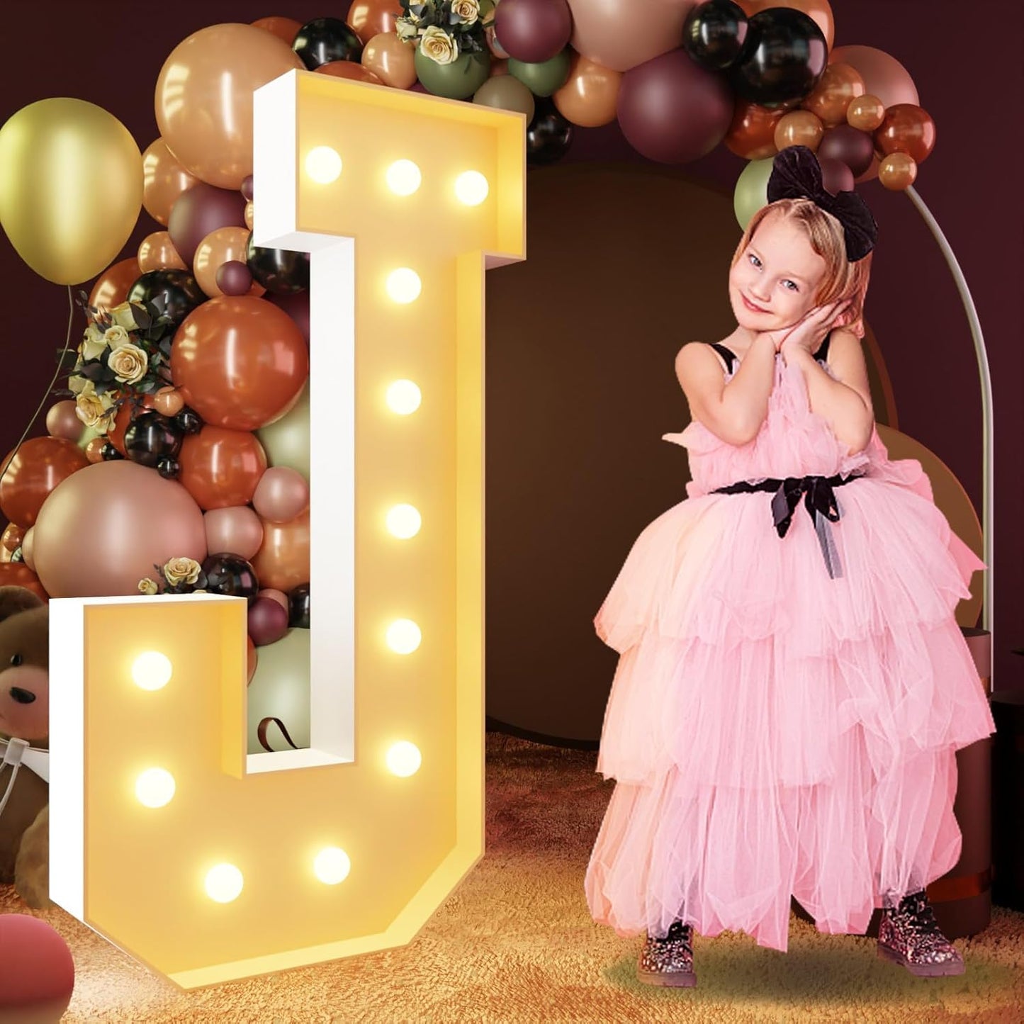 imprsv 4FT Marquee Letters Large Light Up Letters for Birthday Party Decor Wedding Decorations, Marquee J for Party Decoration, Large Signs Arch Kit Decorations