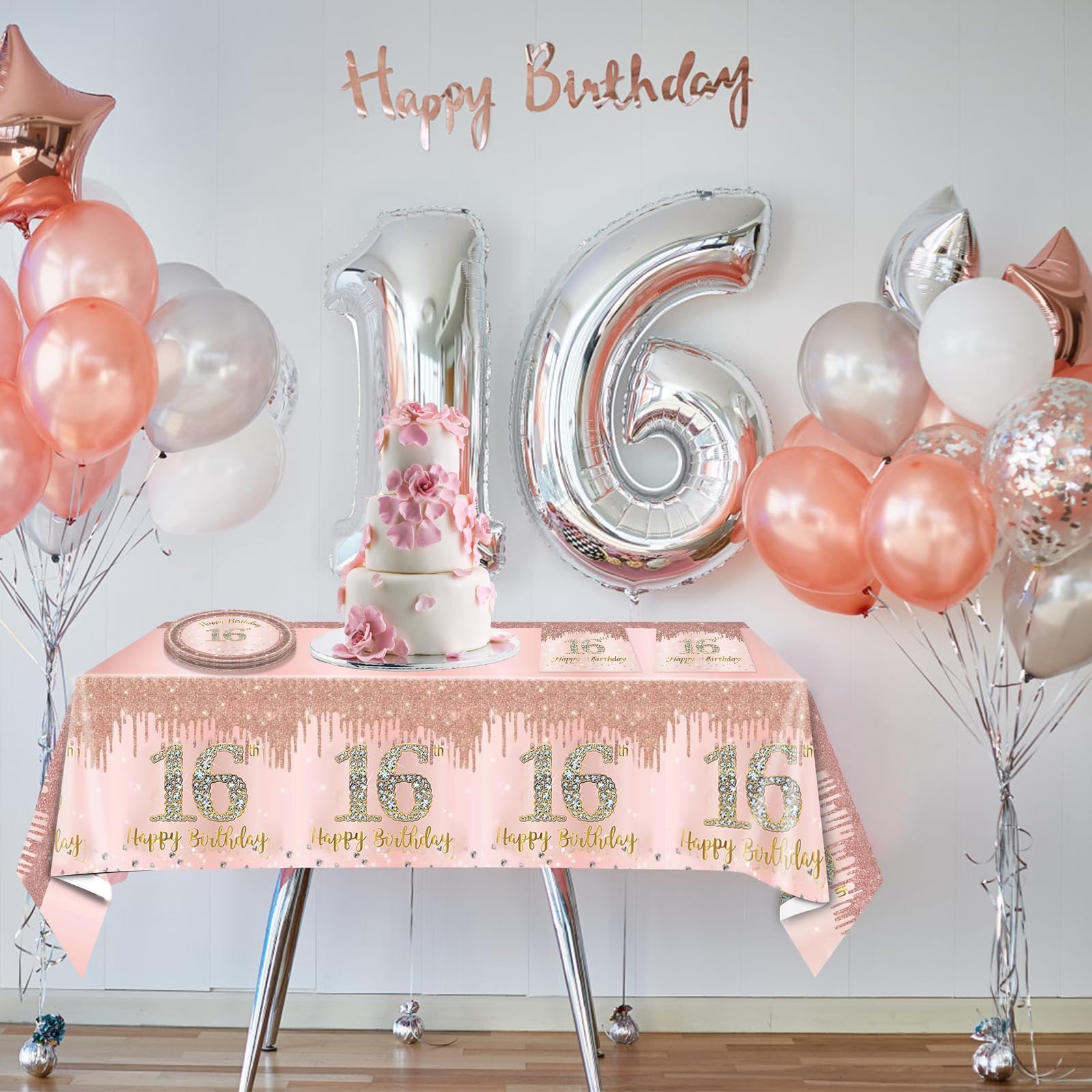 16th Birthday Decorations for Girls Rose Gold Sweet 16 Birthday Party Decoration for Her 16th Happy