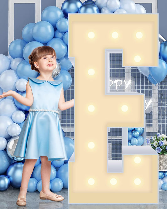 4FT Marquee Plastic Letters E - Light up Letters E Are Made from Corrugated Plastic Board - Quick Assembly Without Tools, Disassembled Components Can Be Used for Garage Sale Signs, Yard Sale Signs