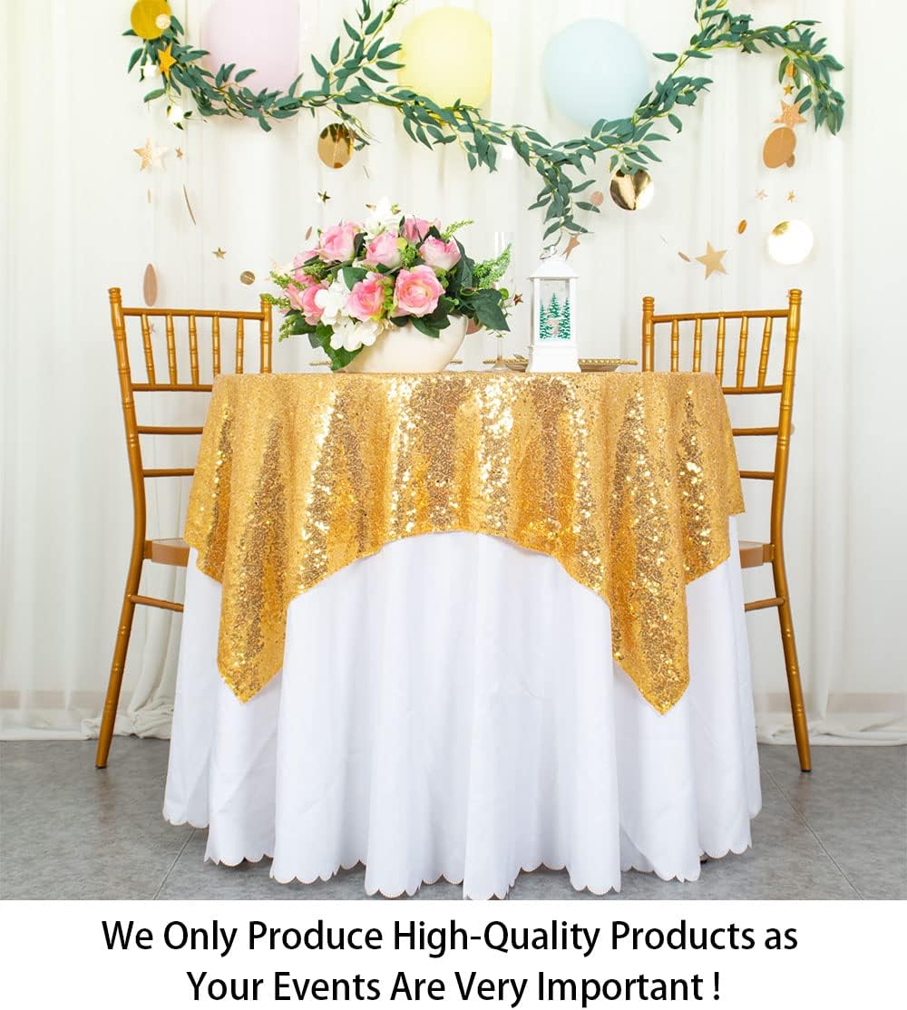 ShinyBeauty Sequin Tablecloth-Gold Sequin Table Overlay and Sequin Tablecloth/Linen for Wedding/Party/Event/Decoration-Gold (36inx36in)