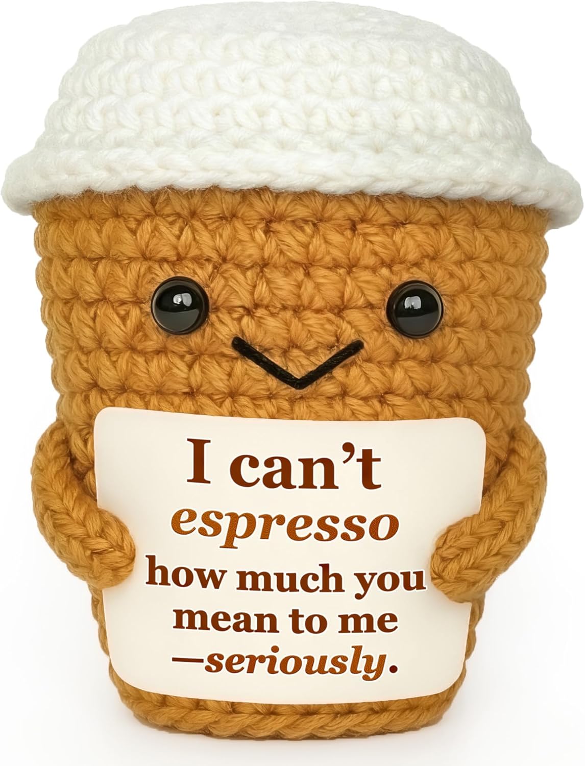 Coffee Lover Gift for Women Men, Cute Brithday Gifts for Boyfriend Girlfriend, Romantic Anniversary I Love You Gift for Him Her Couple, Positive Espresso Handmade Crochet