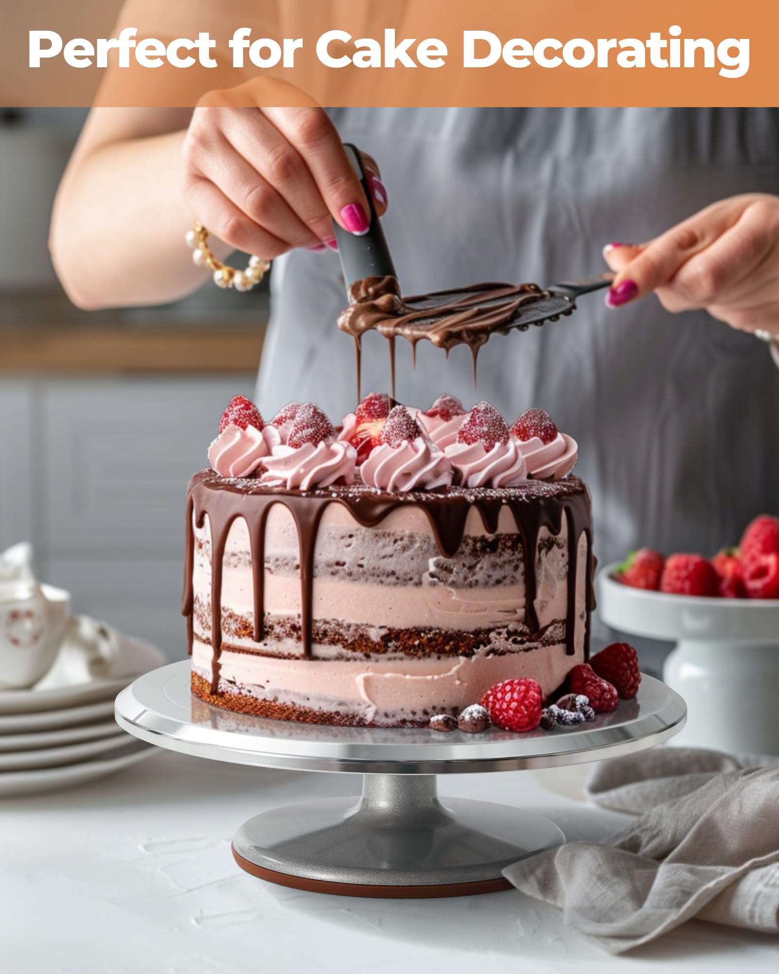 Kootek Aluminum Cake Stand Turntable Set for Decorating Baking Kit, 12"