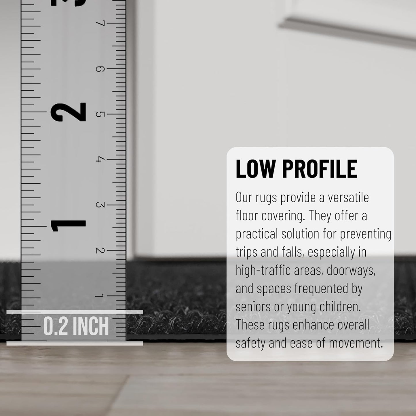 Ottomanson Commercial Scrape Rib Entry Mat – Heavy Duty Ribbed Floor Mat for High Traffic – Non Slip Rubber Back, Waterproof – Indoor Outdoor Use for Offices, Schools, Lobbies, 2' x 23', Black