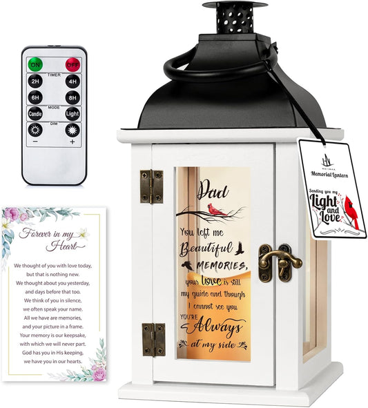 Memorial Lantern - Bereavement Sympathy Gifts for Loss of Loved One Memorial Gifts for Loss of Father Remembrance Gifts Thoughtful Funeral Gifts for Loss of Dad with LED Candle and Remote
