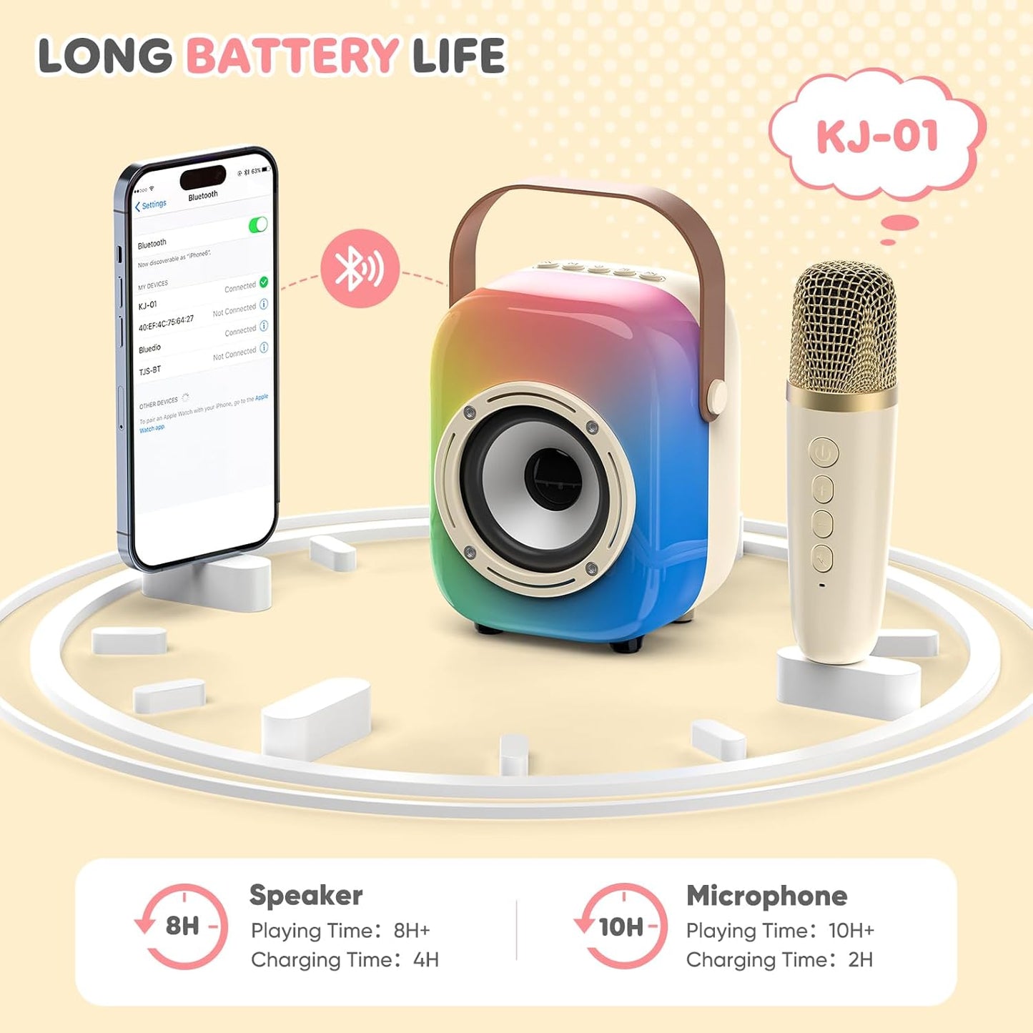 MOYU Mini Karaoke Machine for Kids: Portable Bluetooth Speaker Set with Two Wireless Microphones & Flowing Light Gifts for Girls Boys Toddler Adults Home Party