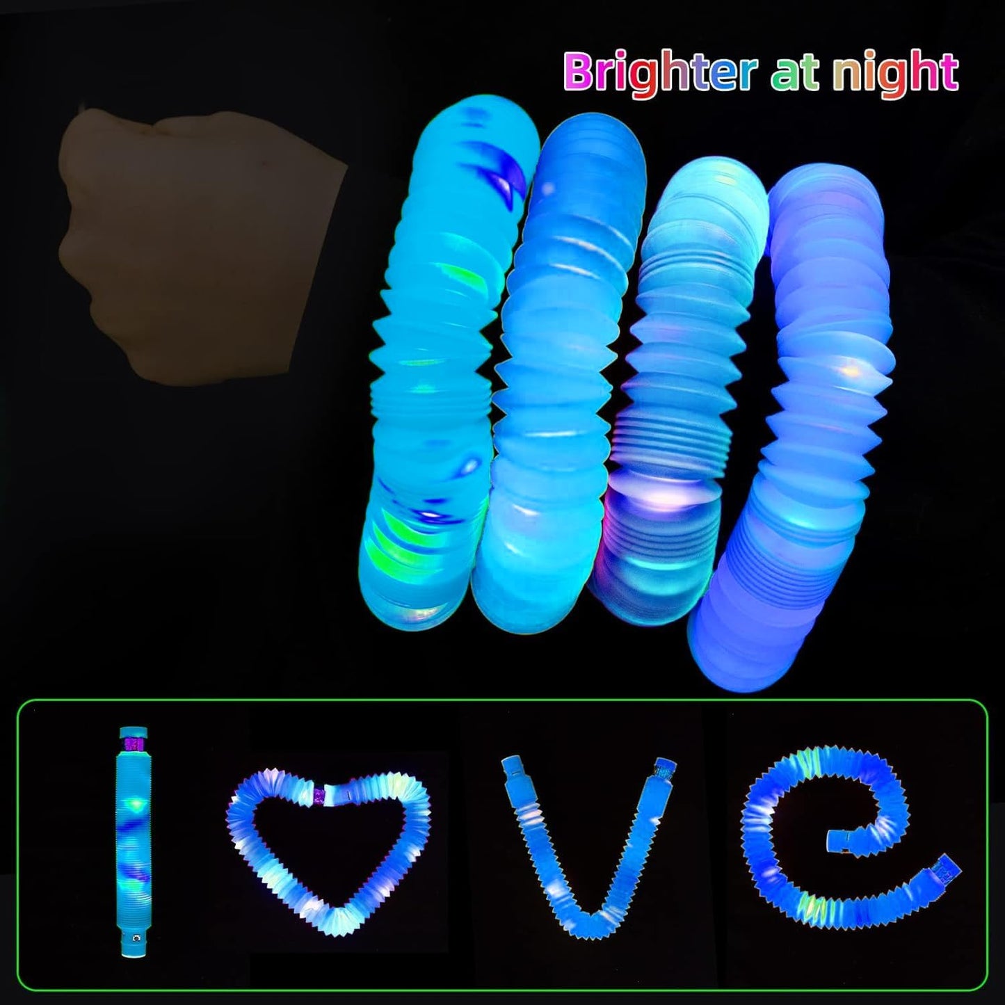 Blue 6 Pack Light Up Party Favors Supplies,Bulk Glow Sticks Bracelet,Necklace Accessories for Kids,Birthday Return Gifts Treats,Easter Basket Goodie Bag Stuffer Fillers for Boys Girls