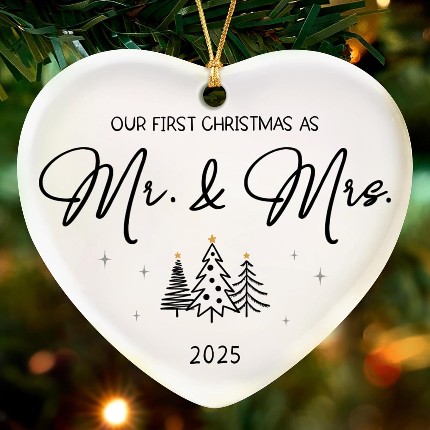 Wedding Gifts for Couples 2025,First Christmas Married Ornament 2025 Mr and Mrs Gifts,Bridal Shower Gift,Just Married Gift for Newlywed Couple Bride