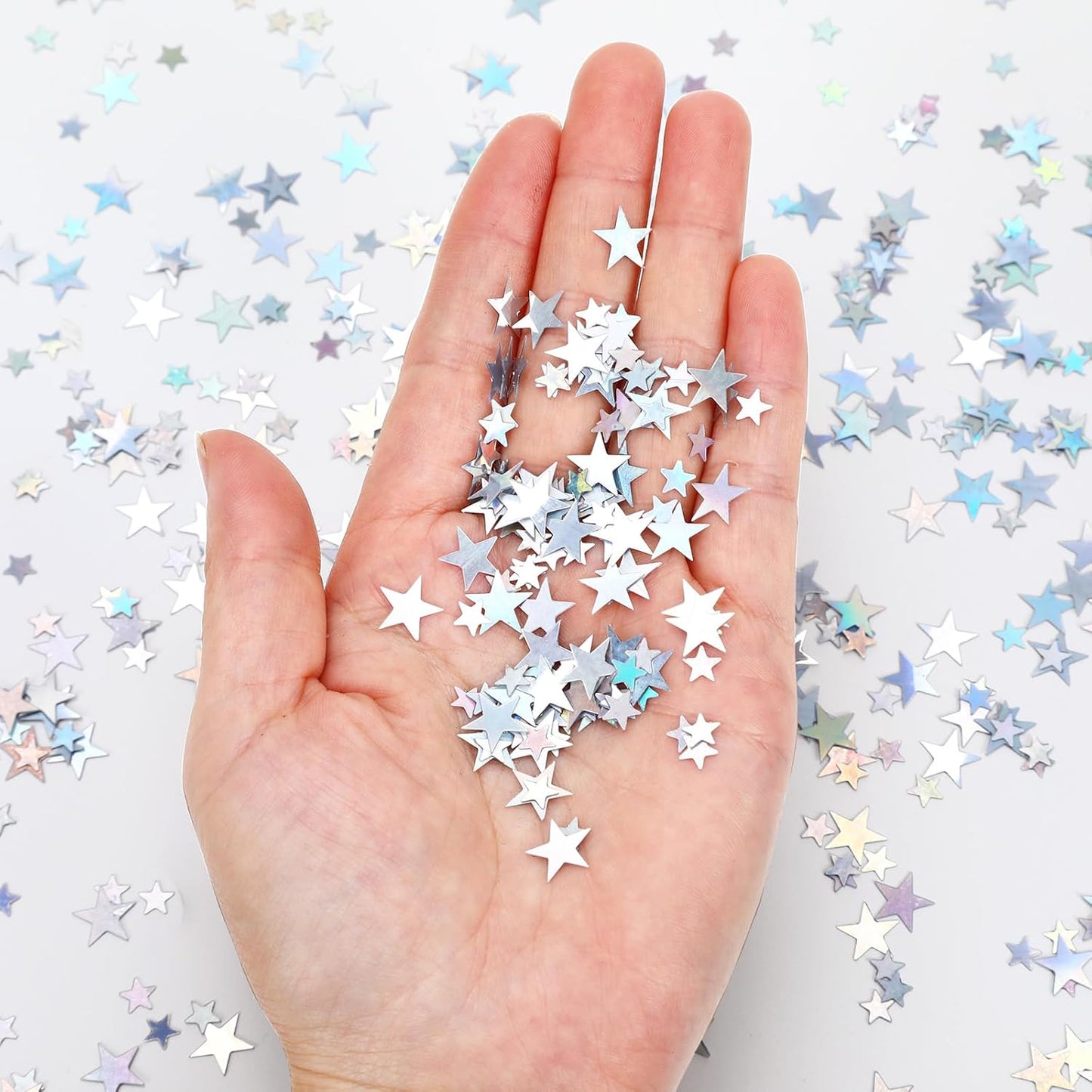 MARFOREVER Holographic Star Confetti, Glitter Star Confetti Birthday Star Scatter Table Iridescent Sequins Sprinkles Metallic Foil for Shower Wedding Christmas Party Decorations