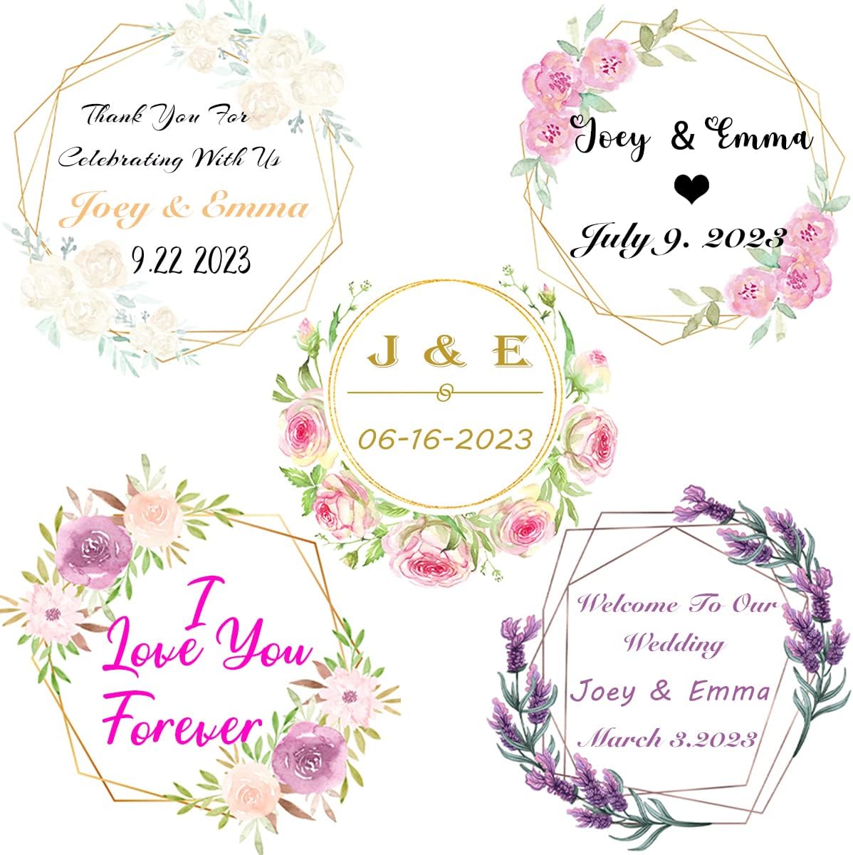 250 Pack Custom Stickers Personalized Labels for Business Logo Customized Vinyl Wedding Favors Birthday Baby Bridal Shower Make Your Own 1 Inch-10 Inch,lable-flower250