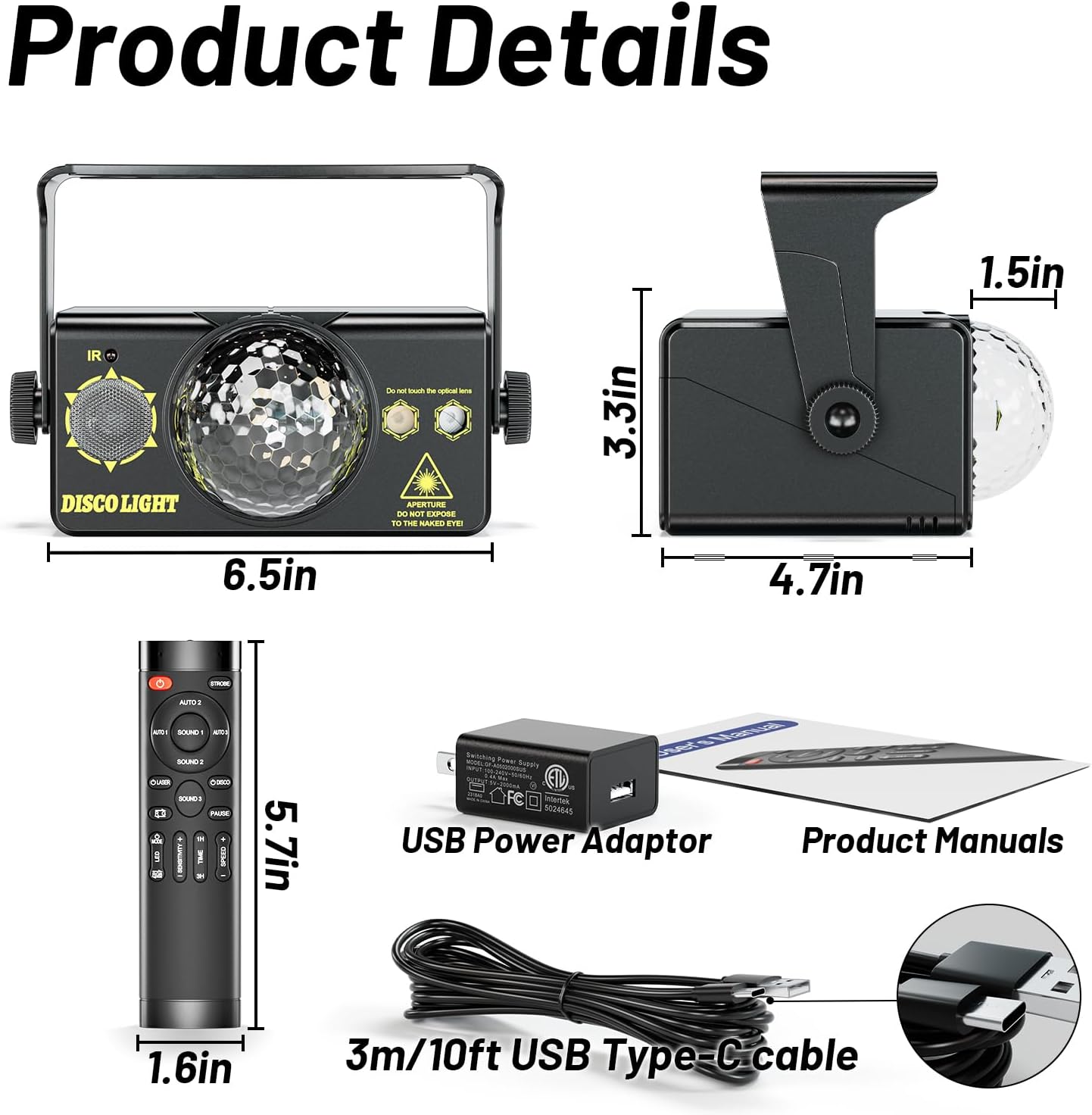 Party Lights, DJ Disco Light Disco Ball Light Sound Activated Strobe Stage Lights for Parties Birthday Christmas Gift Wedding Karaoke KTV Bar Club Pub Dance Home Room Halloween Decorations