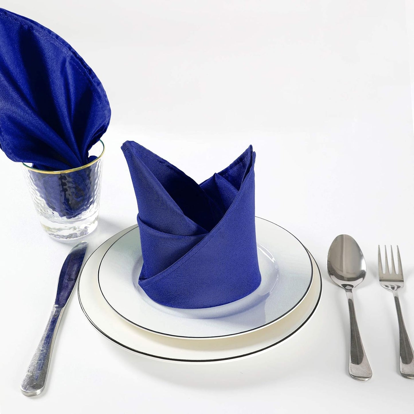 Cloth Napkins 17x17 inch Washable Polyester Dinner Napkins Soft Table Napkins for Wedding Party Dining Banquet(Royal Blue,12PCS)