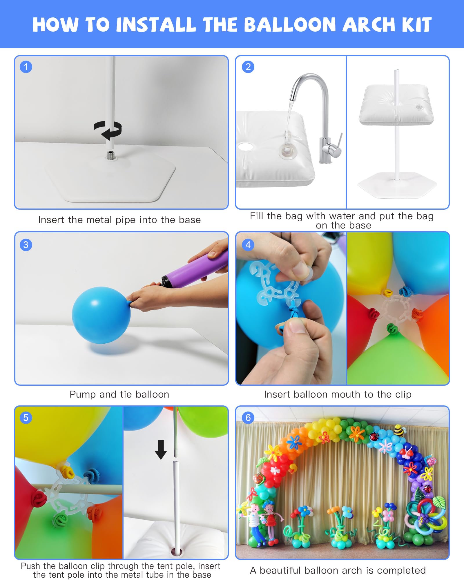 TekXYZ Balloon Arch Stand Kit, 10 x 7.5FT Adjustable Arch Frame for Party