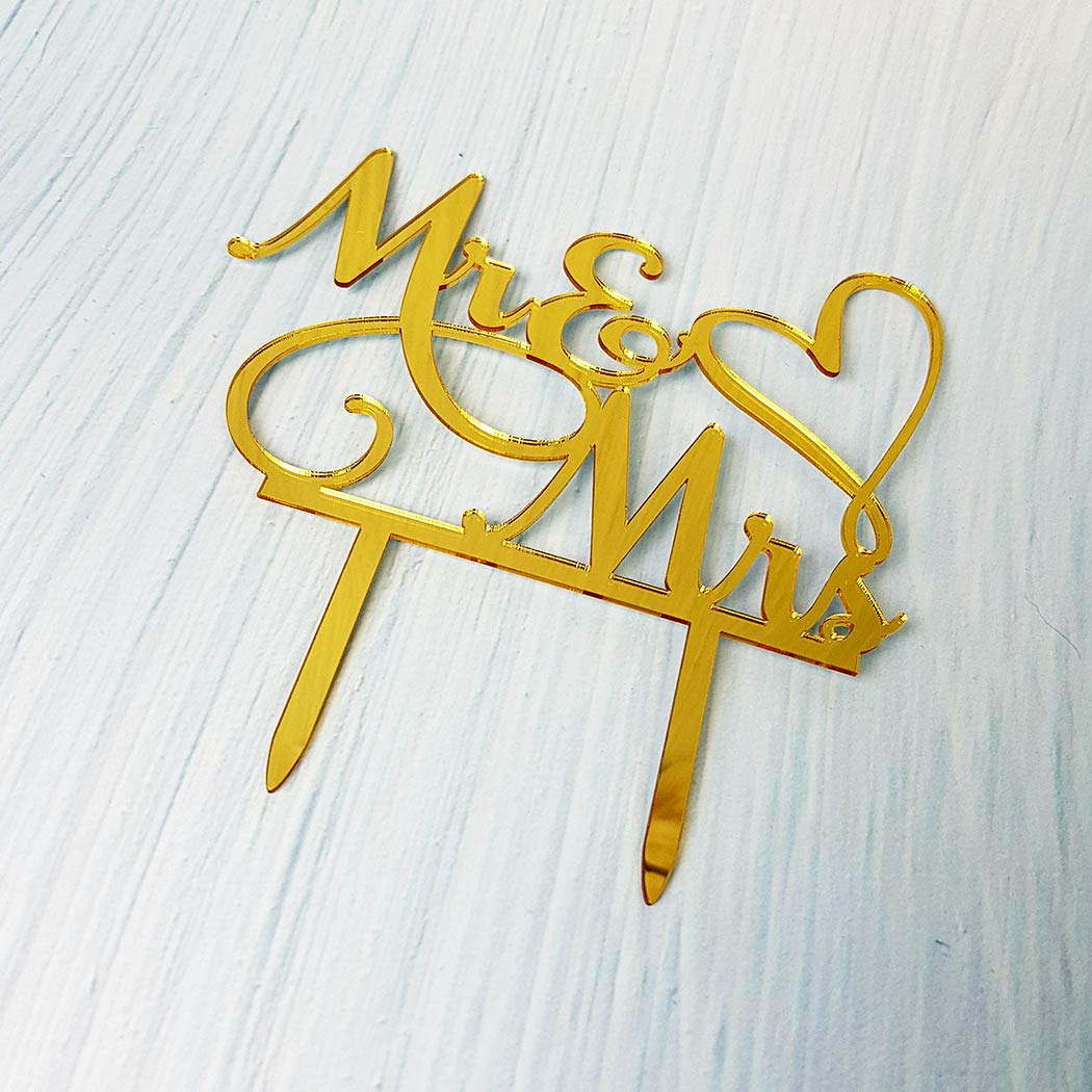 AMINJIE Mr and Mrs Cake Topper, Bride and Groom Sign Wedding/Engagement Cake Toppers Decoration