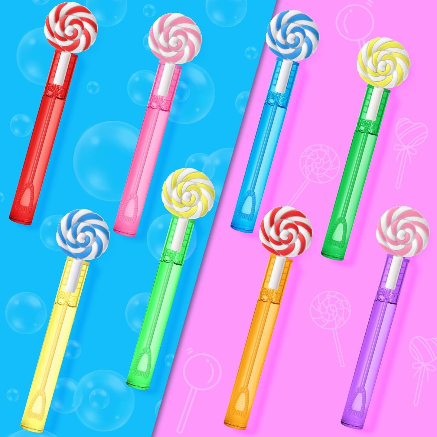 AFZMON 24 Candyland Party Favors Bubble Wands for Kids, Sweet Candy Mini Bubbles Wand Toys, Lollipop Theme Birthday Party Supplies Goodie Gift Bag Stuffers Pinata Classroom Prizes
