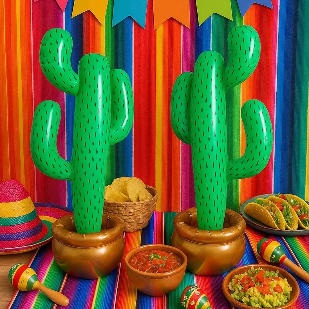 GiftExpress 2 Pack Inflatable 36" Cactus Prop Décor for Mexicano Fiesta Theme Party Decorations