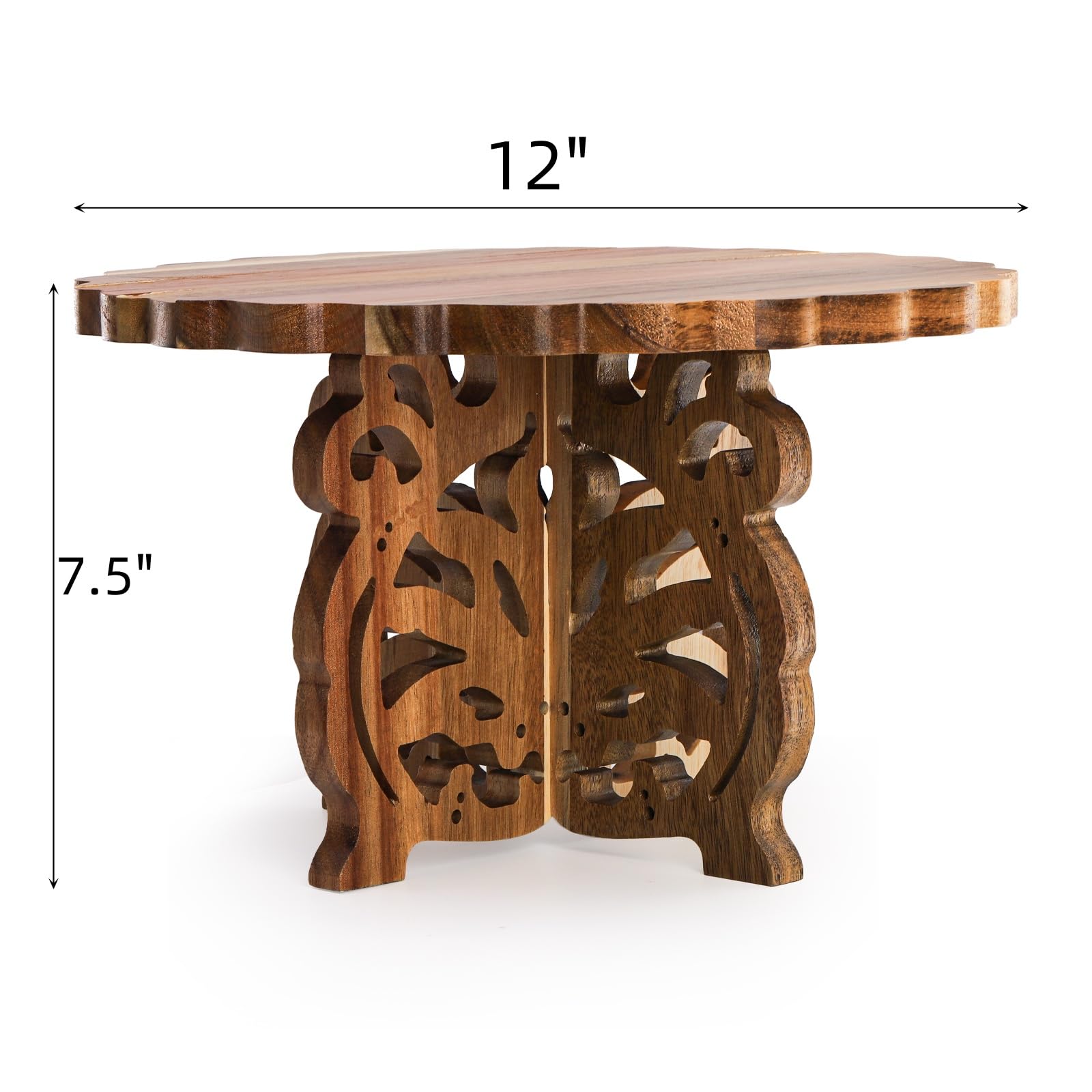Eorbow 12" Wood Cake Stand, Acacia Wooden Rustic Cupcake Holder, Wedding Table Centerpiece Dessert