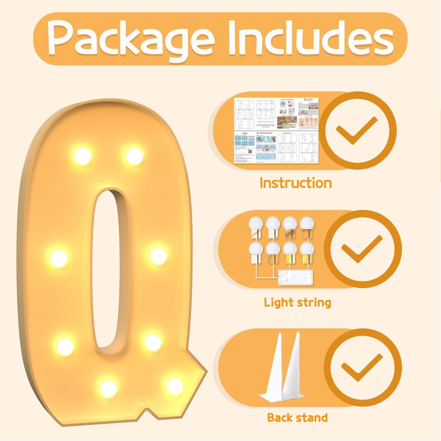 Marquee Letters 3 Feet Tall Large Light Up Letters Q Happy Birthday Decorations Marry Me Engagement Party Decor Yellow Light Birthday Decorations Balloon Arch Kit Foam Sign Q