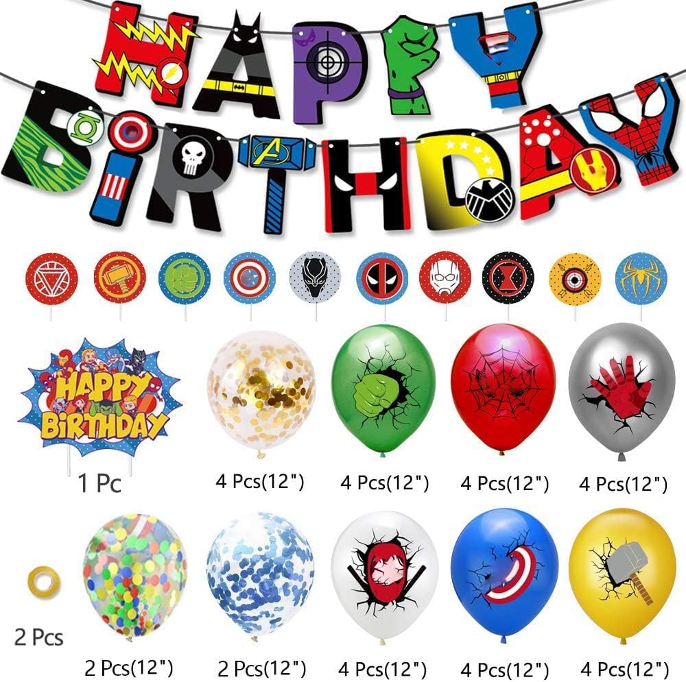 Birthday Decoration,Birthday Party Supplies,birthday Banner,Balloons,Toppers Cake Toppers,6 Pcs