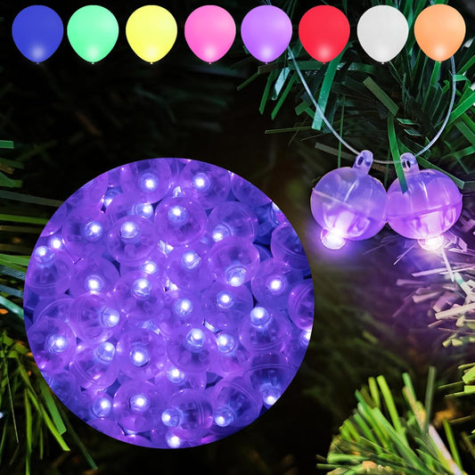 Aogist 100Pcs Purple Balloon Lights with Hook,Long Standby Time,Waterproof Mini Light for Birthday Party Wedding Christmas Halloween Easter Decorative (Steady)
