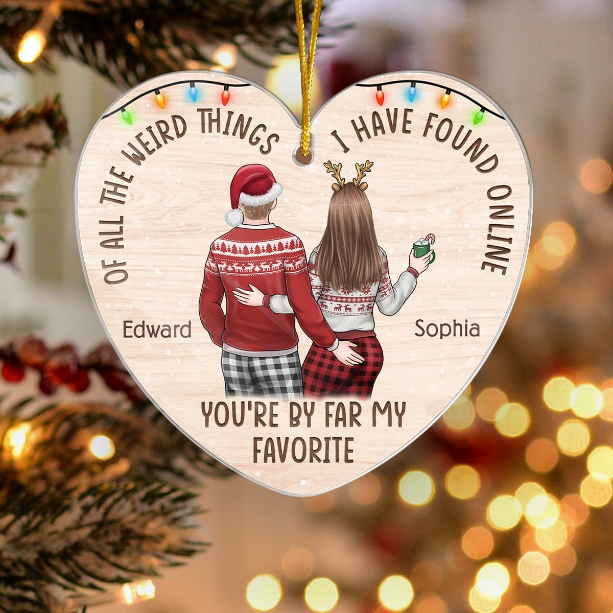 Pawfect House All of The Weird Things I Have Found Online, Anniversary Birthday Gifts for Couples, Personalized Wooden Christmas Ornaments Gifts for Couple, Christmas Tree Gift for Husband from Wife