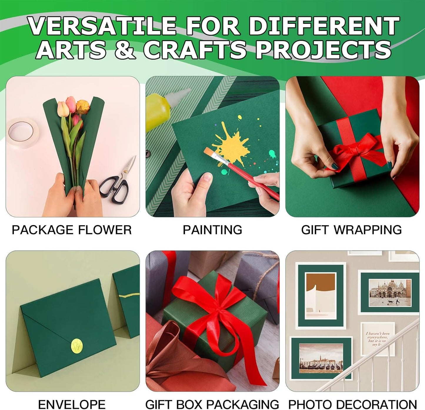 Vanhench Light Green Wrapping Paper 17.5" x 963", Solid Color Art Kraft Craft Paper Roll for Graduation Birthday Bouquet Flower Wrapping/Packing Poster/Bulletin Board