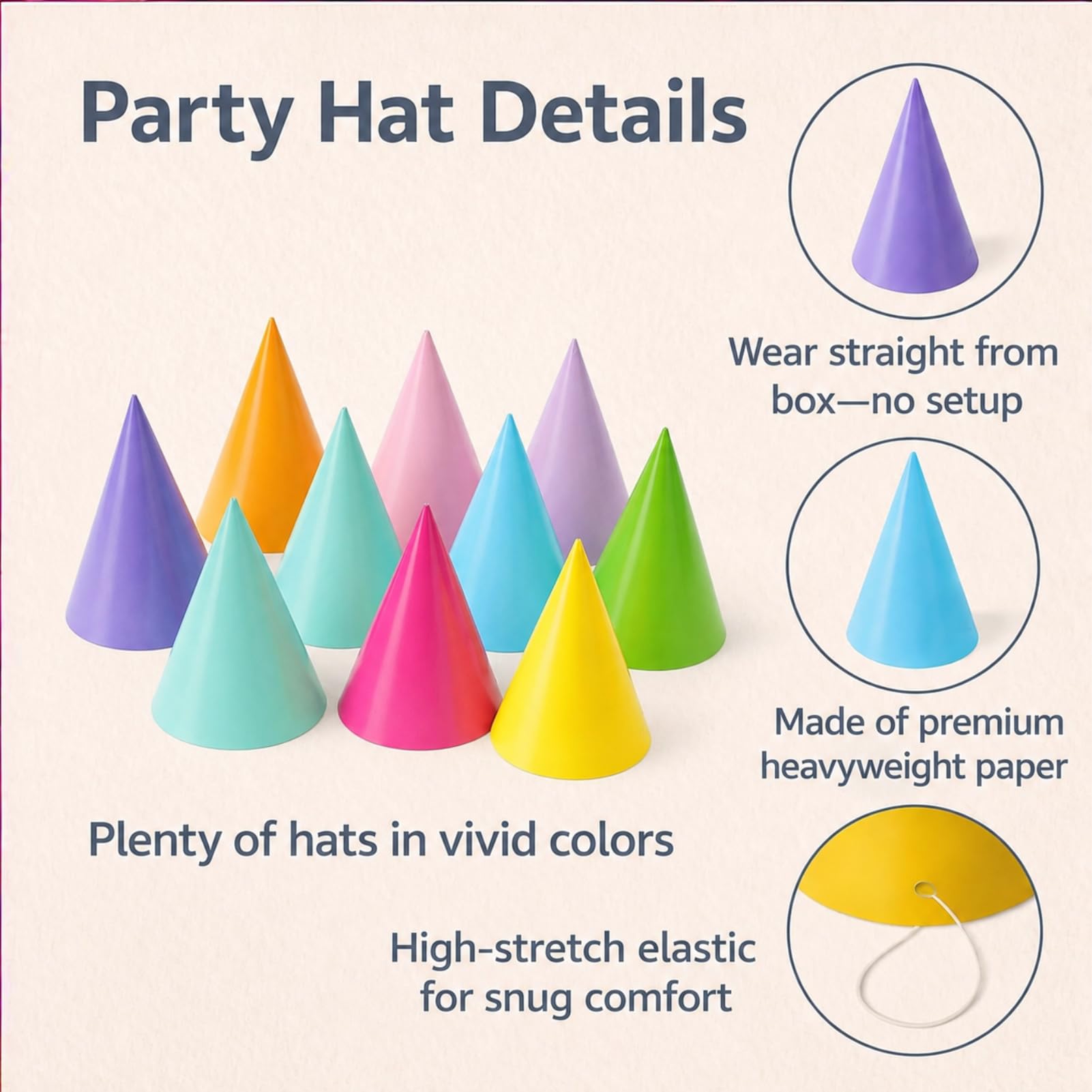 Fvumhlaoog 16PCS Pre-Assembled Party Hats for Kids|Birthday Hats for Adults