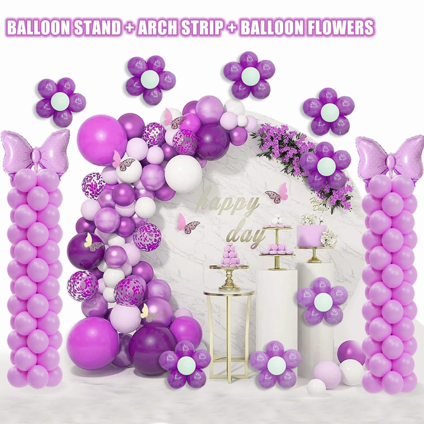 GIMCALO Balloon Column Stand Kit Set of 2, 7ft Height Adjustable Balloon Arch Kit, Metal Telescopic