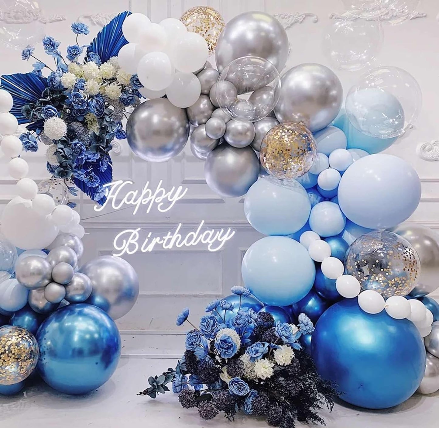 50pcs Silver Foil Confetti Balloons,12 inch Latex Balloon with Silver Confetti Inside for Birthday Family Party Wedding Party Baby Shower Decoration Supplies