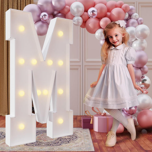 imprsv 4FT Marquee Light Up Letters for Birthday Party Decorations Marquee Letters for Marry Me Wedding Event Bridal Shower Engagement Anniversarty Party Decor,Letter M