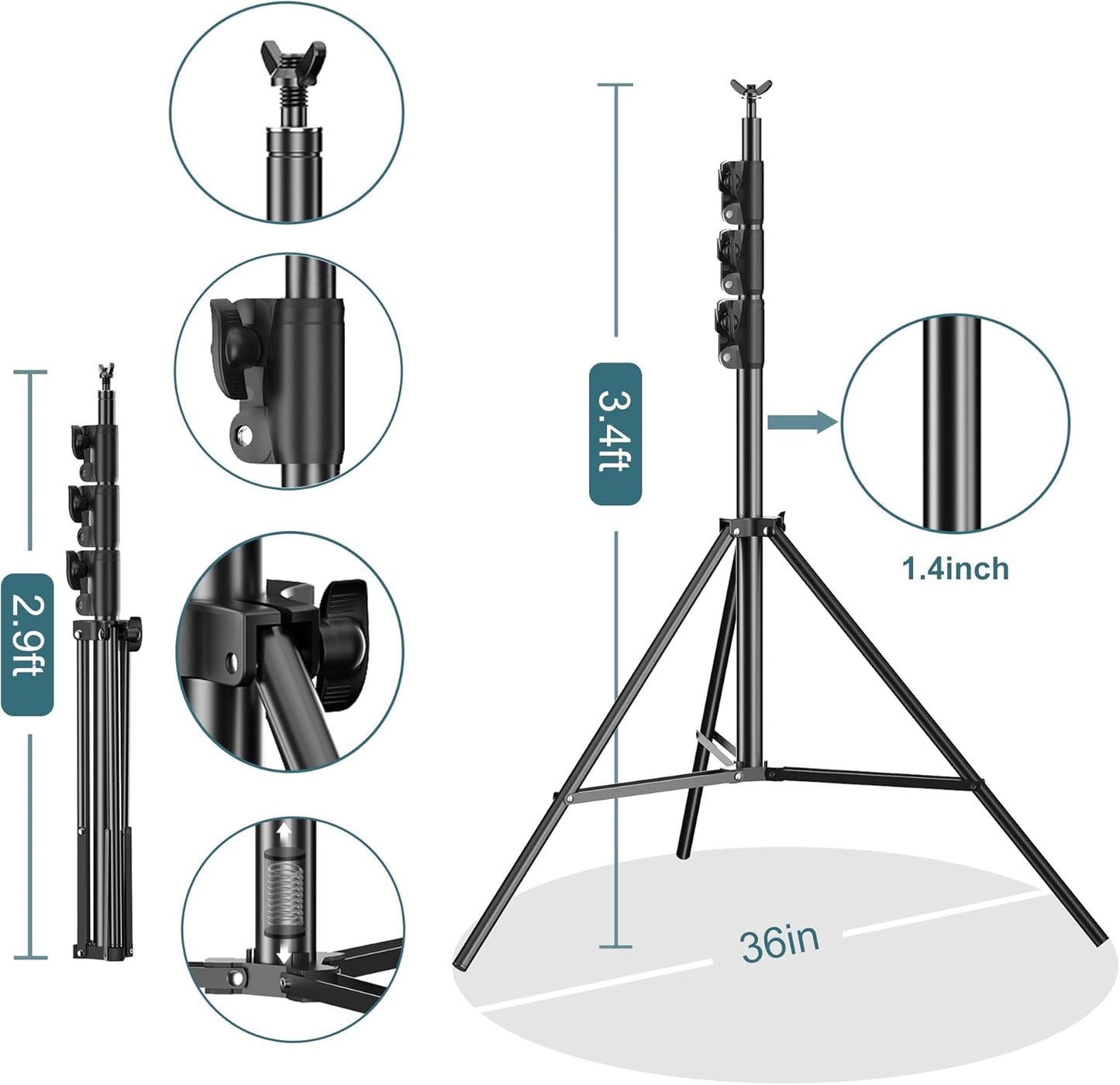 FUDESY Photo Video Studio 10 x 10Ft Heavy Duty Adjustable Backdrop Stand,Background Support System for Photography with Carry Bag, 6 Pcs Clip Clamps