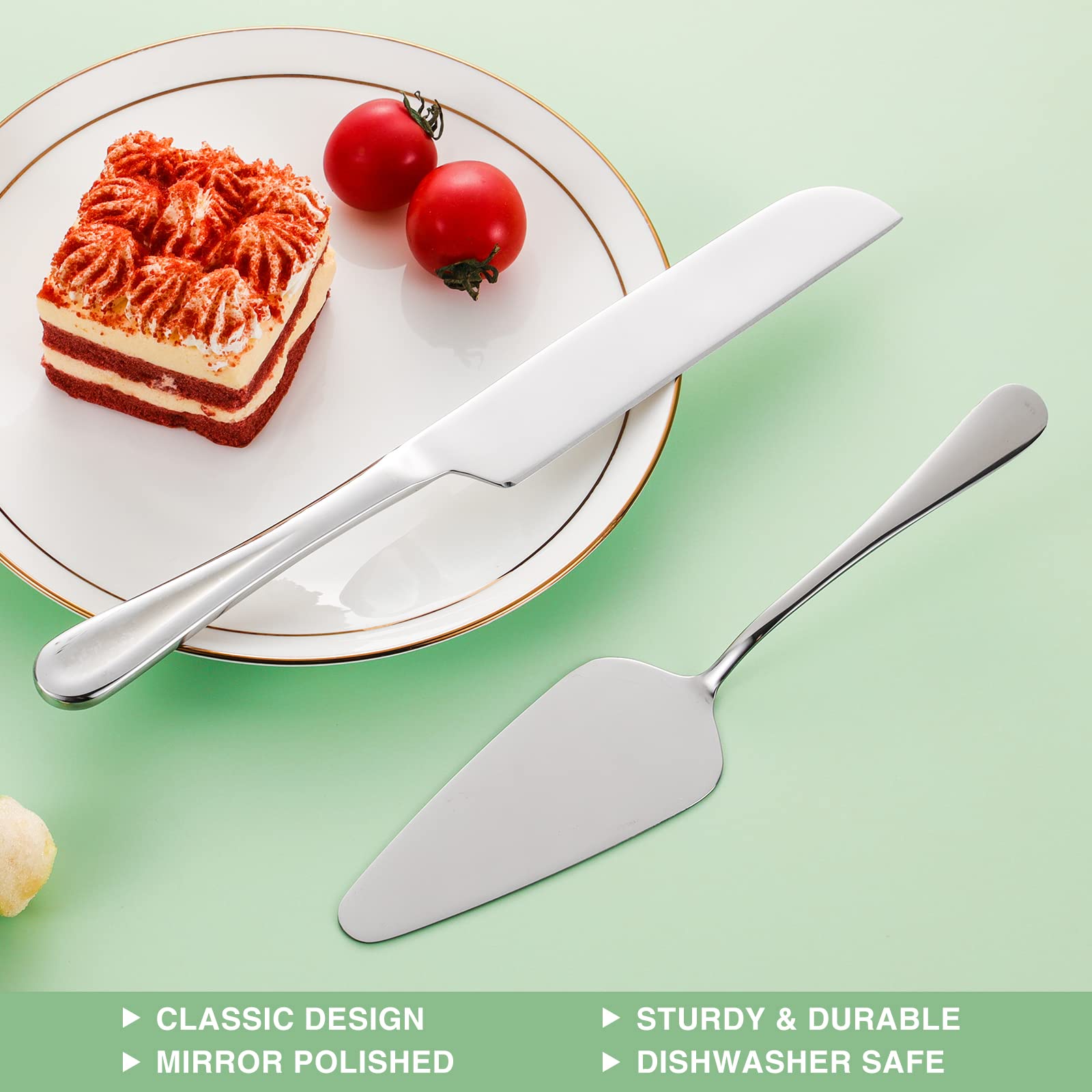 ERVILO Cake Serving Set, Cake Pie Pastry Servers, Stainless steel Cake Knife and Server Set Perfect