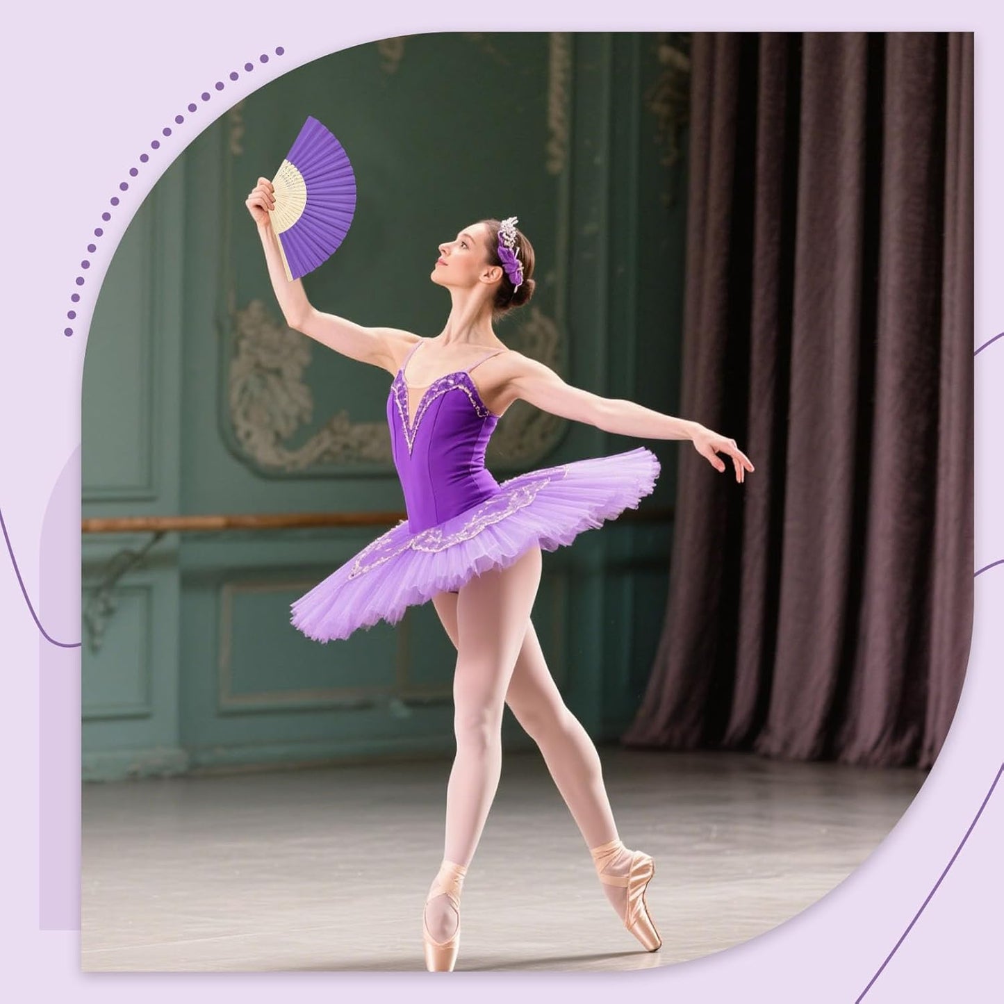 JOHOUSE 12 Packs Foldable Hand Fans, 8.3 Inch Purple Paper Fans Handheld for Purple Birthday Decorations, Wedding, Outdoor Party Favors, Baby Shower DIY Photography Props