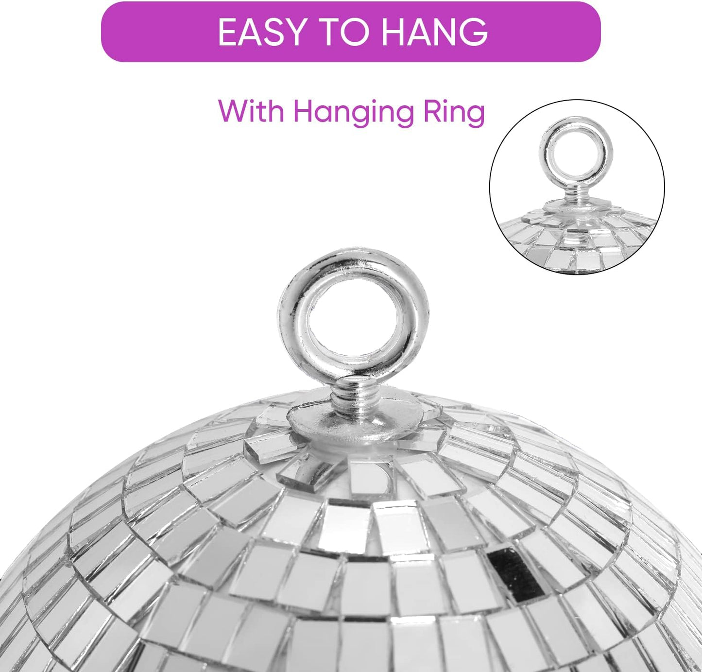 Mirror Disco Ball, 6 inch Mirror Ball Silver Disco Party Stage Lightning Balls with Hanging Rings for DJ, Dance, Wedding, Christmas, Birthday, Home Party Favors Decorations (6inch, Silver)
