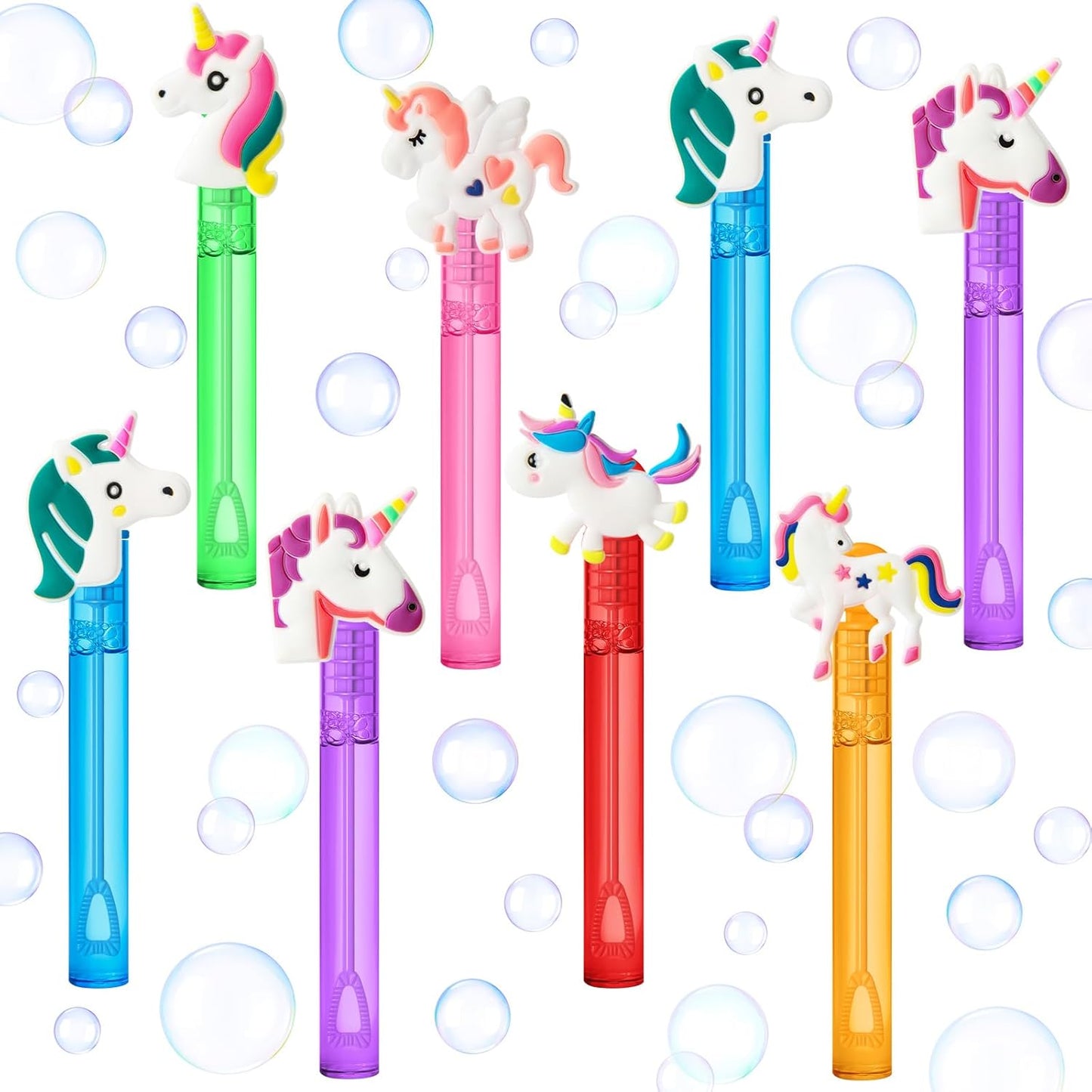 AFZMON 24 Unicorn Party Favors Bubble Wands for Kids, Rainbow Horse Mini Bubbles Wand Toys, Rainbow Theme Birthday Party Supplies Goodie Gift Bag Stuffers Pinata Classroom Prizes