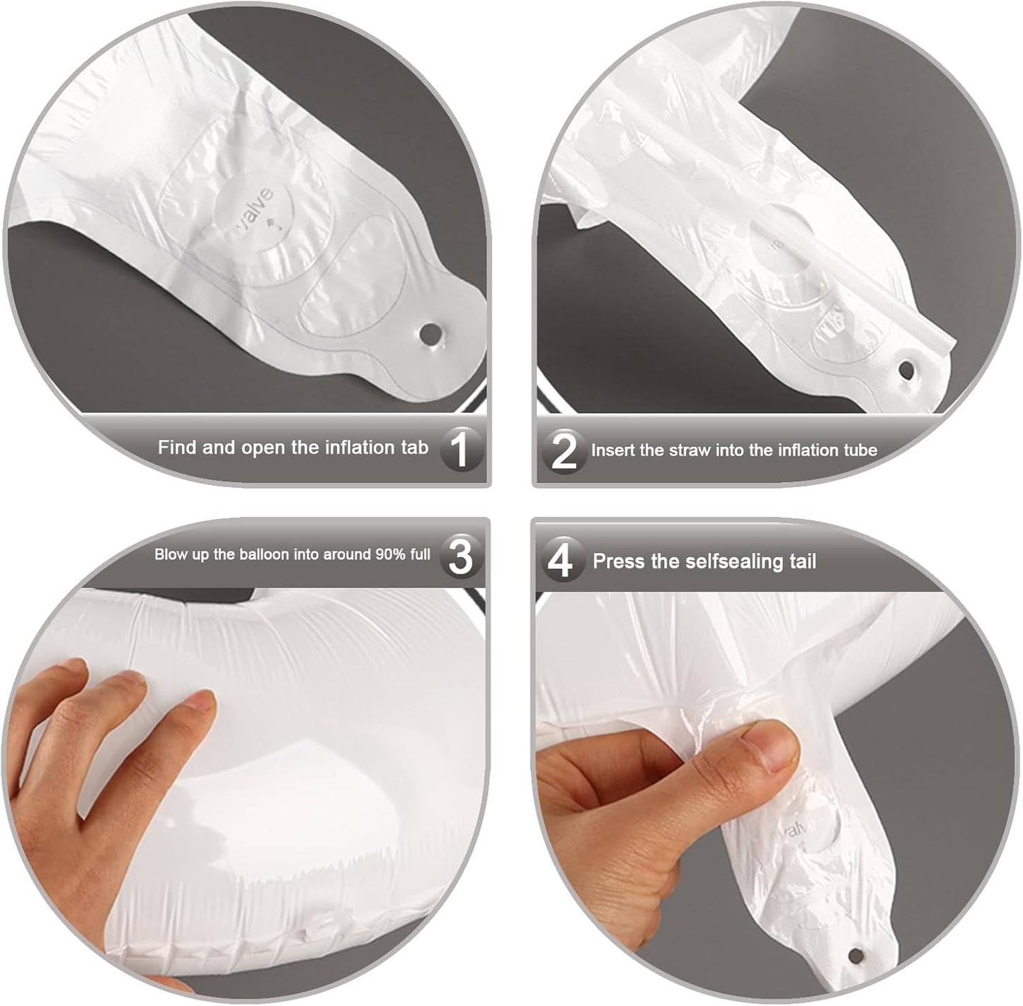 40 Inch White Large Number 4 Balloons, Giant Foil Number Four 14 24 34 40 44 Balloons, White Mylar Big Balloon for Anniversary Graduation Decorations