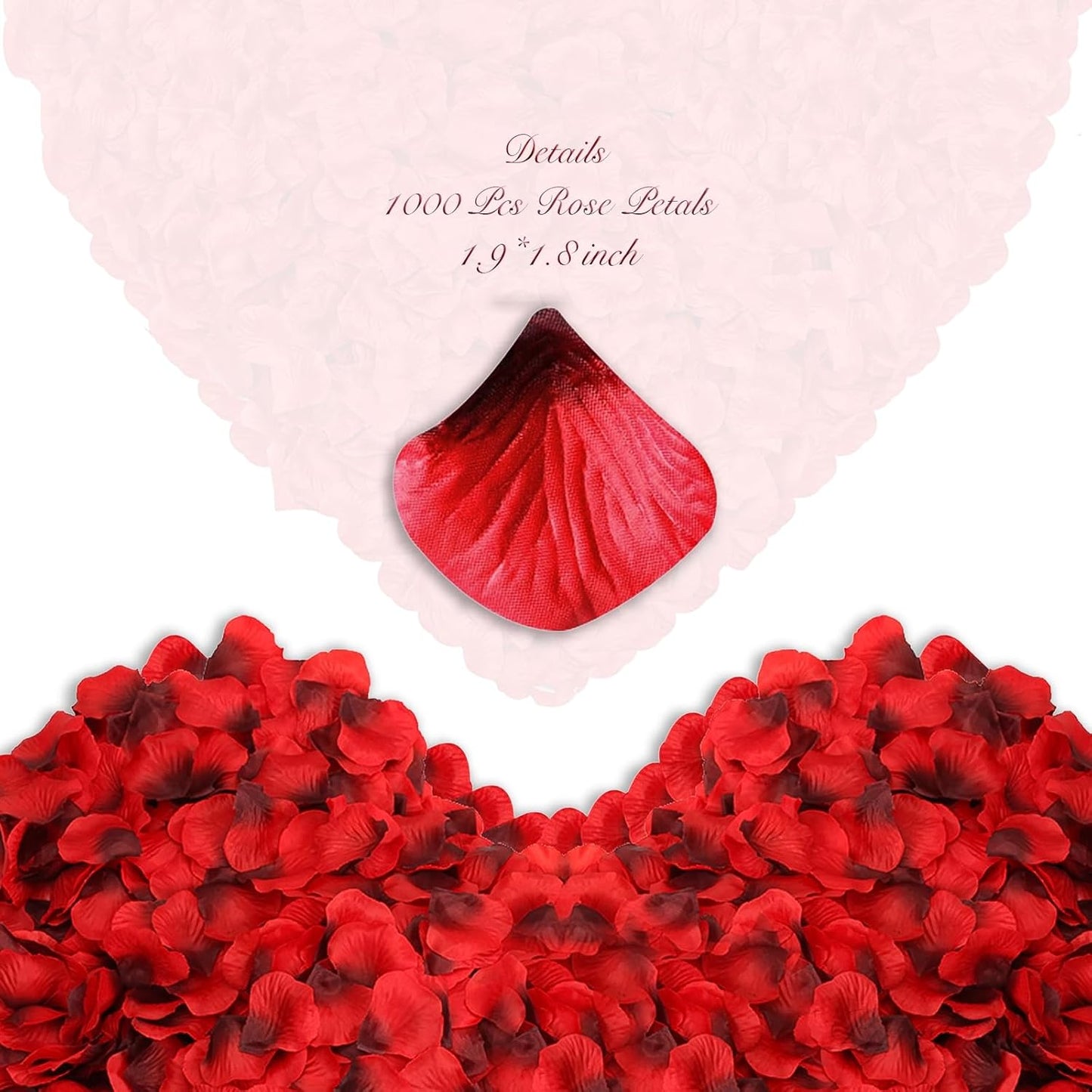 2000Pcs Rose Petals, Artificial Flower Petals Fake Rose Petals for Romantic Night,Wedding,Proposal Anniversary Flower Decorations (Big Red Dot Black, 2000pcs)