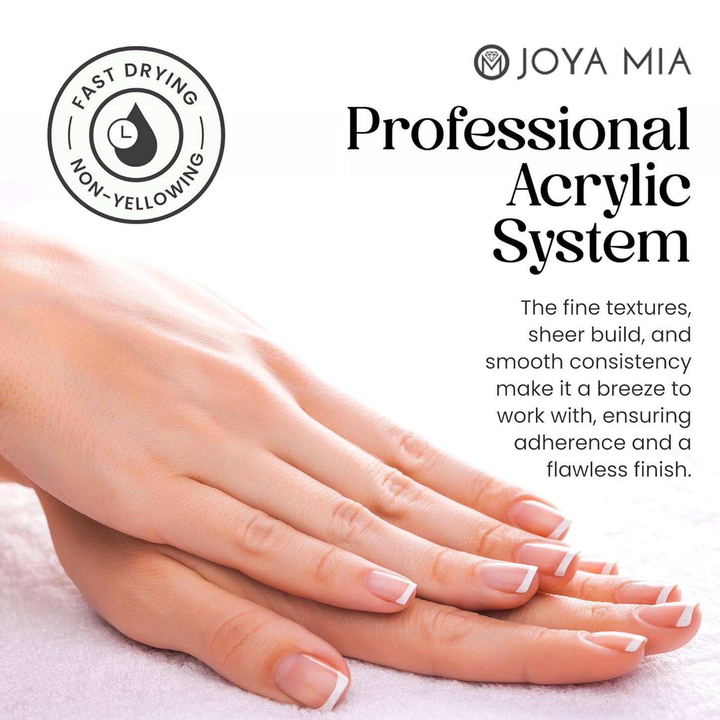 Joya Mia Acrylic Powder for Nails, MMA-Free, Super Adhesion Professional Powder for Flawless & Long-Lasting Nail Enhancements, Easy Application, Vibrant & Stunning Colors - Pure White, 5 lbs