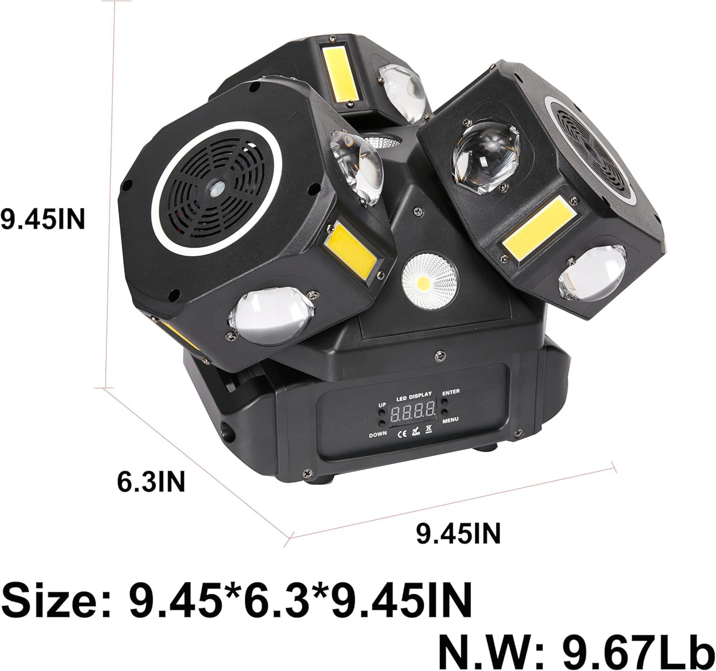 Moving Head DJ Lights for Parties, 16X10W RGBW 4-in-1 Party Light with Strobe Stage Effect Beam Lights Controlled by 18CH DMX-512/Sound Activated for Christmas KTV Wedding