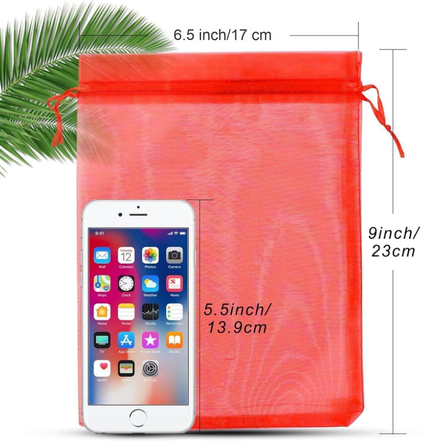 ANZNKU 100 Pack Red Organza Bags 6x9 inches Mesh Bags Drawstring, Gift Bag for Party Favor Christmas Wedding Mesh Festival Makeup