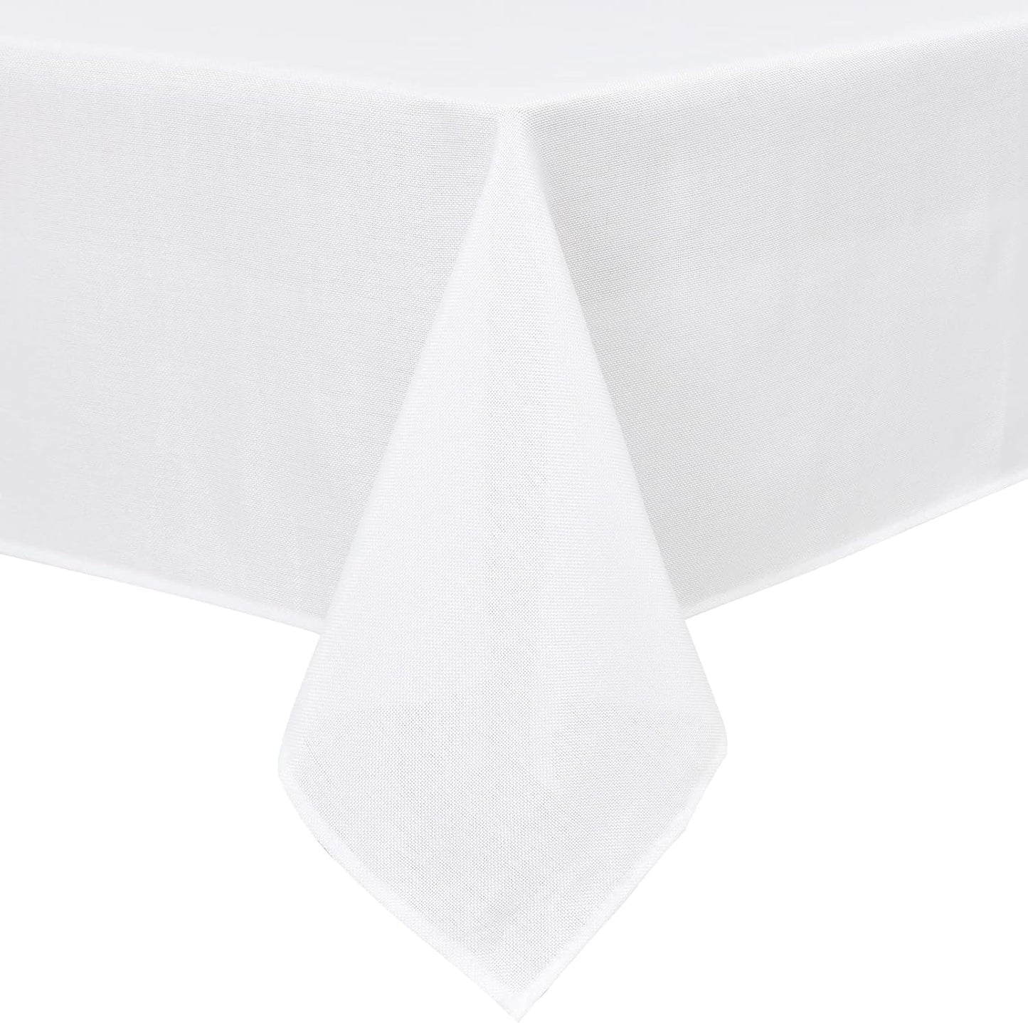 Hiasan Faux Linen Rectangle Tablecloth - Wrinkle and Stain Resistant Washable Table Cloth for Kitchen Dining Room Holiday Table Cover for Party Dinner, White, 52 x 70 Inch